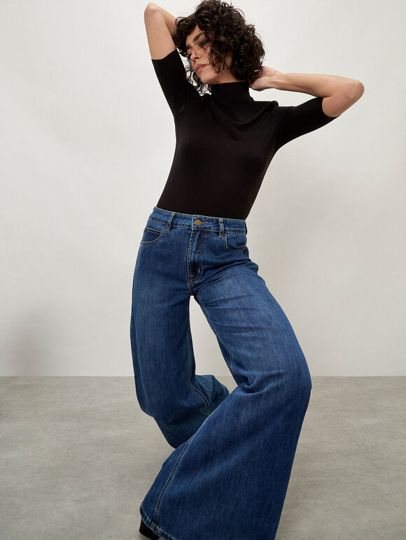 Zana Wide Leg Jeans, Blue, large