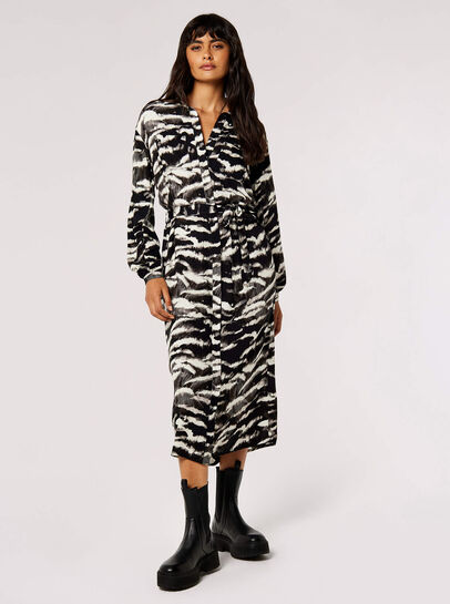 Zebra Shirt Midi Dress