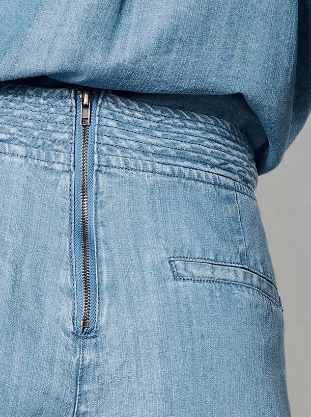 Denim Wrap Mini Skort, Blue, large