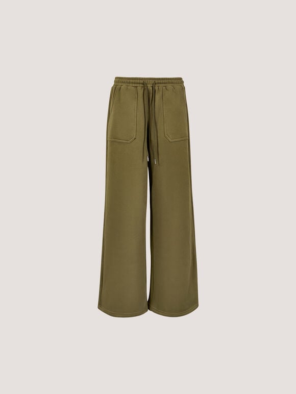 Wide-Leg Jersey Joggers, Khaki, large
