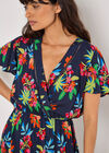 Tropical Print Wrap Maxi Dress, Navy, large