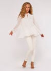 Chiffon Dobby Tiered Blouse, White, large
