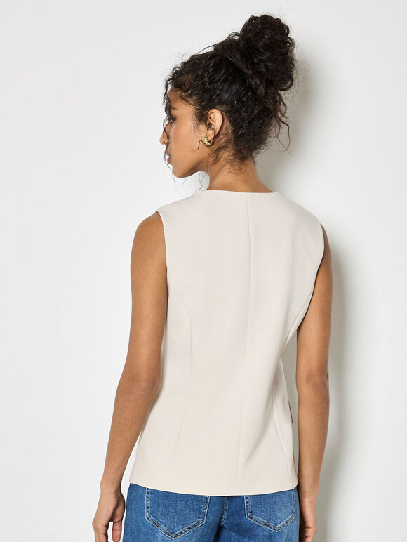 Tailored Waistcoat Top, Stone, large