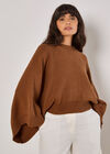 Mock Neck Cape Jumper, Rust, large