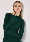 Bell Sleeve Knitted Skater Mini Dress, Green, large