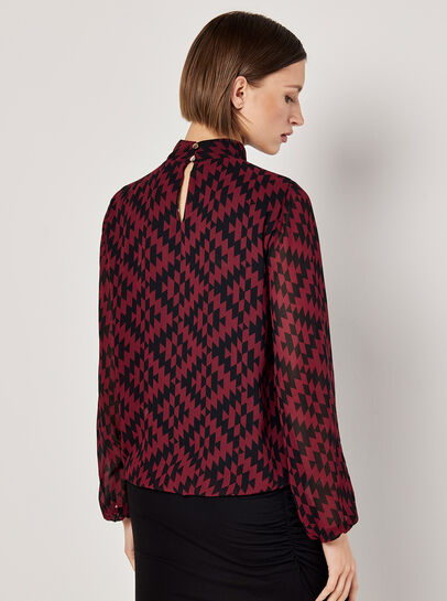 Geo Diamond Chiffon Blouse