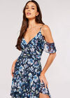 Watercolour Blooms Midi Dress, Navy, large