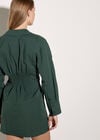 Smocked Shirt Mini Dress, Green, large