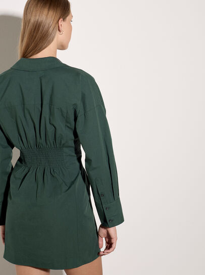 Smocked Shirt Mini Dress