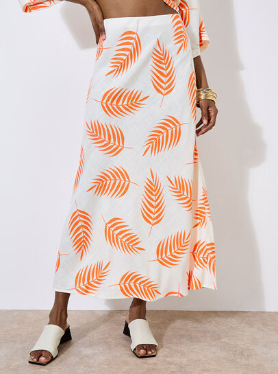 Tropical Leaf Bias Maxi Skirt