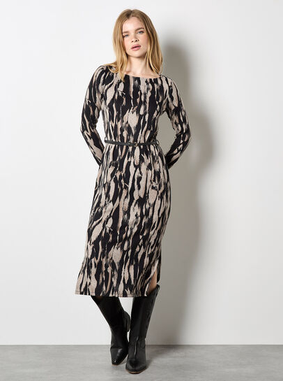 Brushstroke Knitted Midi Dress
