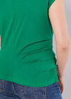 Side Pleat Cotton T-Shirt, Green, large