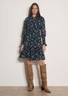 Folk Floral Chiffon Mini Dress, Navy, large