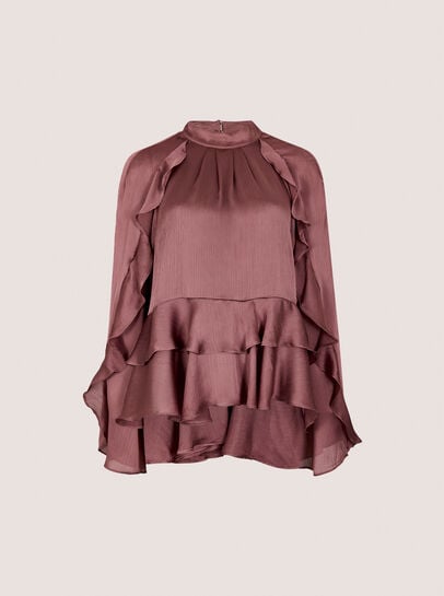Ruffle Crinkle Satin Top
