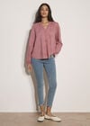 Floral Embroidered Cotton Blouse, Pink, large