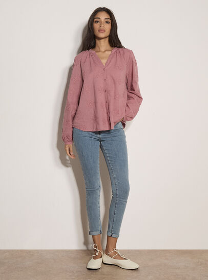 Floral Embroidered Cotton Blouse