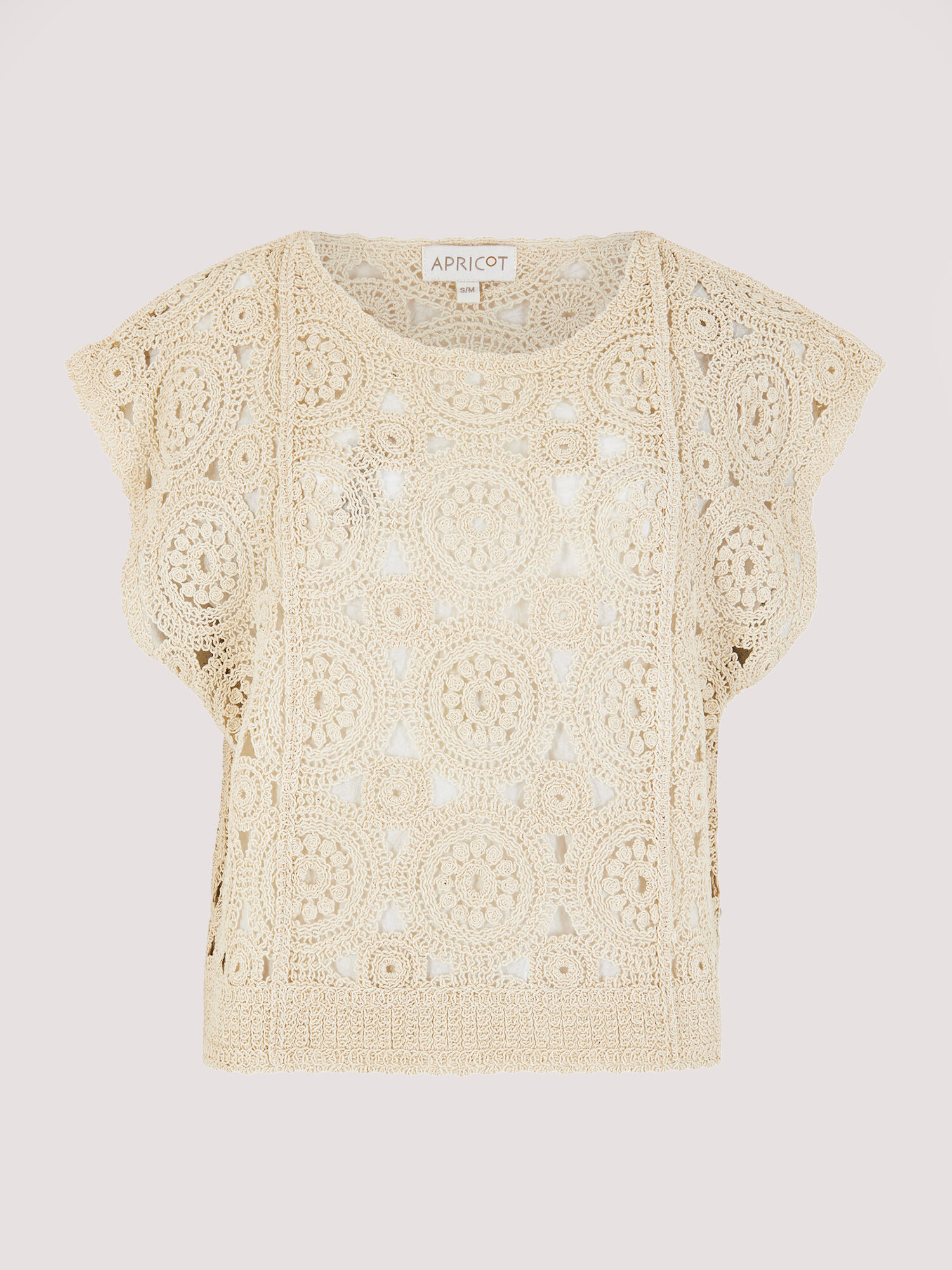 Batwing Crochet Top Apricot Clothing