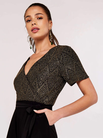 Chevron Angel Sleeve Jumpsuit
