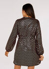 Chevron Mini Dress, Brown, large