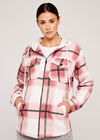 Check Zip Through Shacket, Pink, large