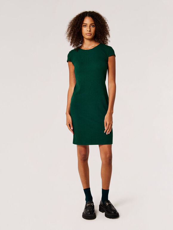 Mini-robe moulante texturée, Vert, grand