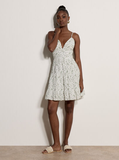 Bow Back Floral Embroidered Cami Mini Dress