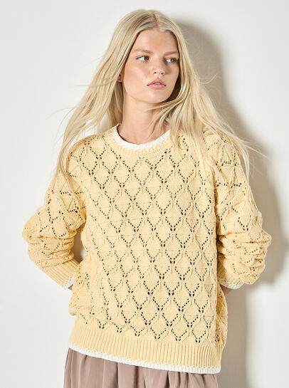 Pointelle Knit Blanket Stitch Jumper