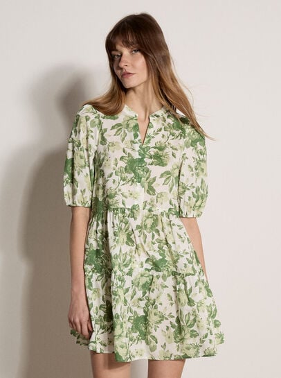 Floral Print Cotton Mini Dress