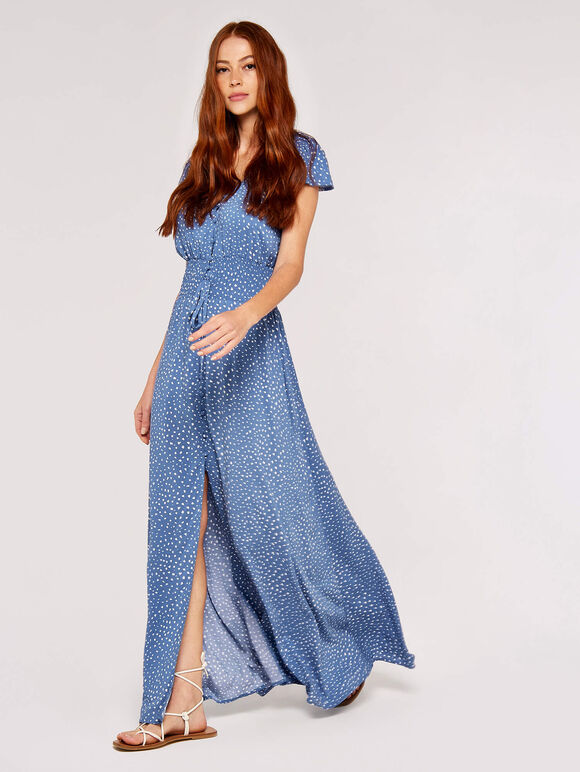 Textured Dot maxi Dress, Blue, large