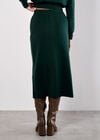Ribbed Knit Button-Down Midi Skirt, Green, large