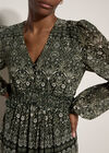 Floral Print Ruffle Midi Dress, Green, large