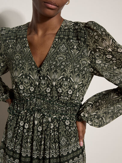 Floral Print Ruffle Midi Dress
