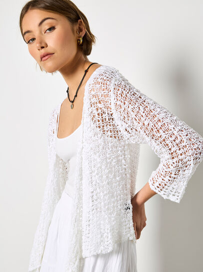 Mesh Popcorn Knit Shrug