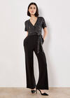 Chevron Sequin Wide Leg Jumpsuit, Dark Grey - Charcoal, large