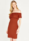 Milkmaid Bardot Ribbed Dress, Rust, large