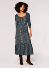 Paisley Print Midi Dress, Navy, large