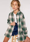 Plaid Oversized Shirt, Green, large