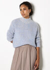 Mock Neck Soft Chunky Knit Jumper, Blue, large