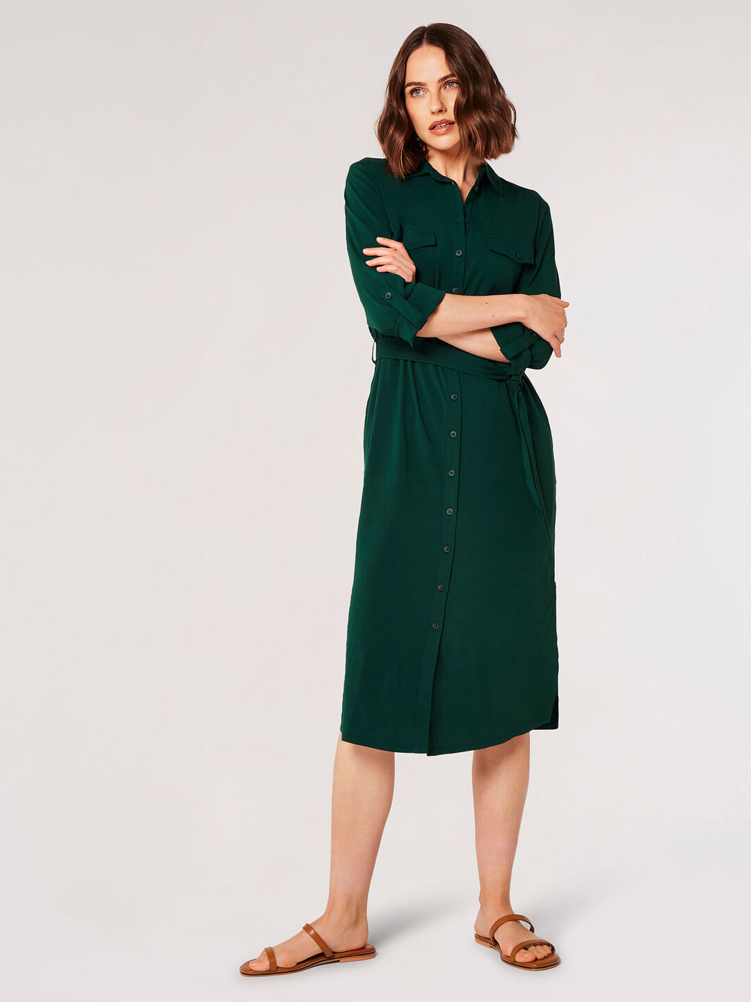 Utility Shirt Midi Dress