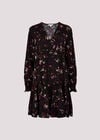 Leaf Print Mini Dress, Burgundy, large