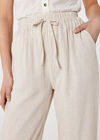 Linen Blend Cropped Trousers, Stone, large