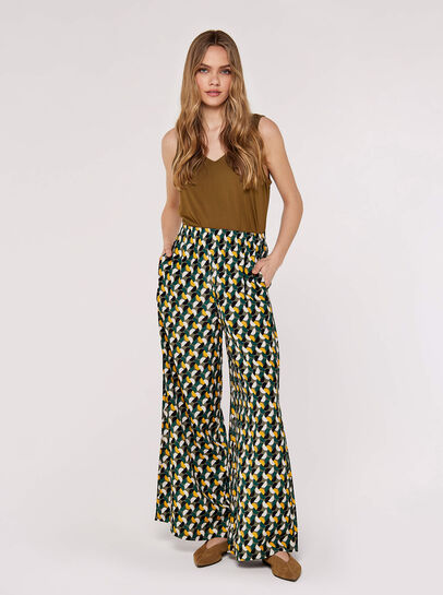 Printed Wide Leg Trousers