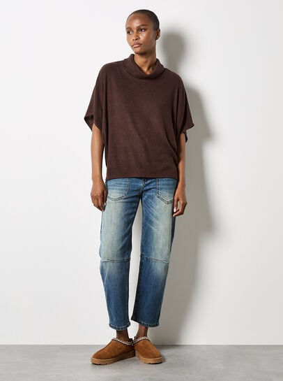 Roll Neck Ribbed Cape