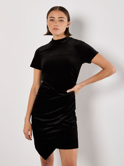 Velvet Ruched Mini Dress