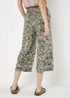 Batik Leaf Culotte Trousers, Khaki, large