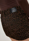 Leopard Print Denim Mini Skort, Brown, large