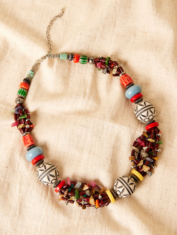 Boho Beads Necklace, Assorted, large
