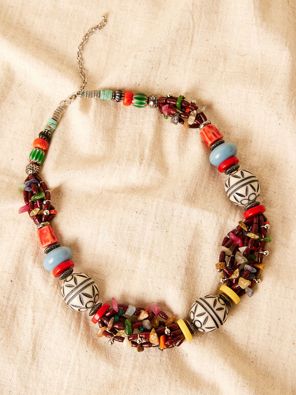 Halskette mit Boho-Perlen, sortiert, groß