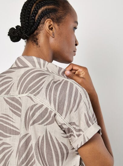 Linen Blend Shell Print Shirt