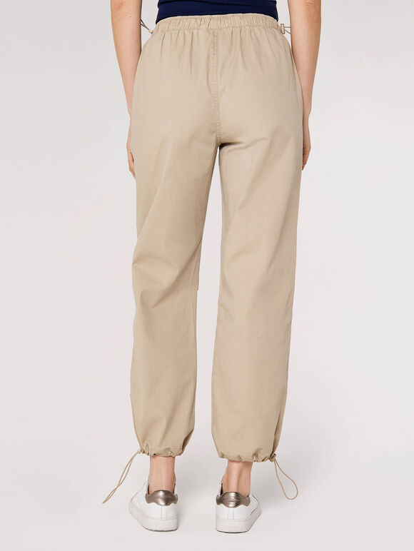 Pleat Tie Cargo Trousers, Stone, large